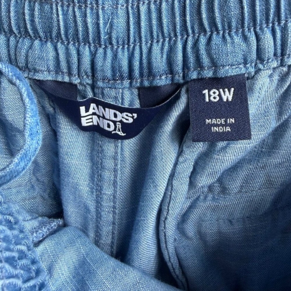 Lands' End Blue Wide-Leg Drawstring Pants - Picture 5 of 7
